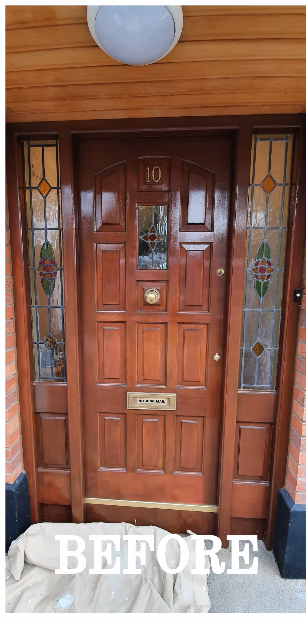 Period front door resprayed grey with polished brass hardware in Dublin — image 2 of 2
