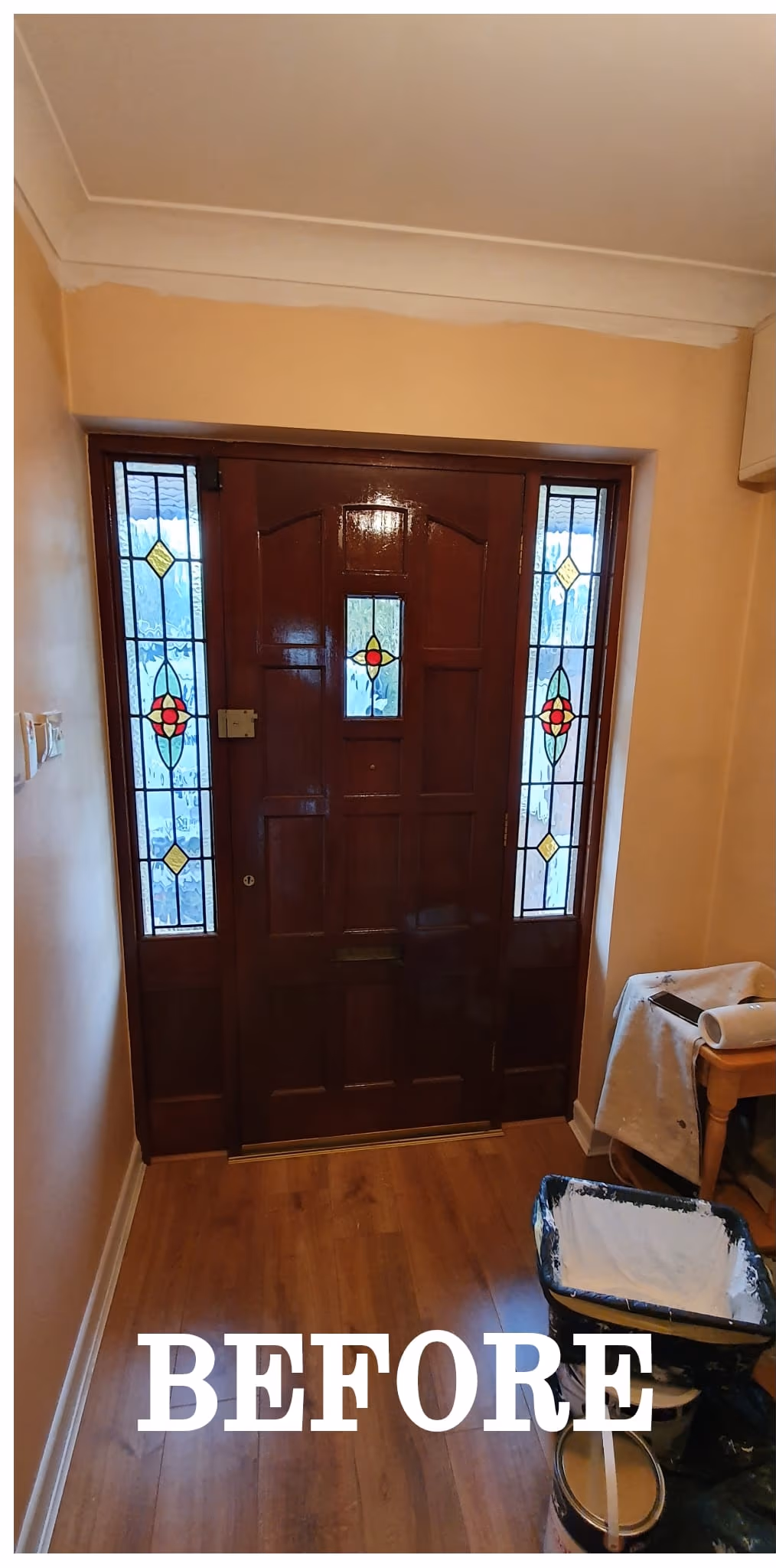 Stained-glass front door repainted white in Dublin — image 2 of 2