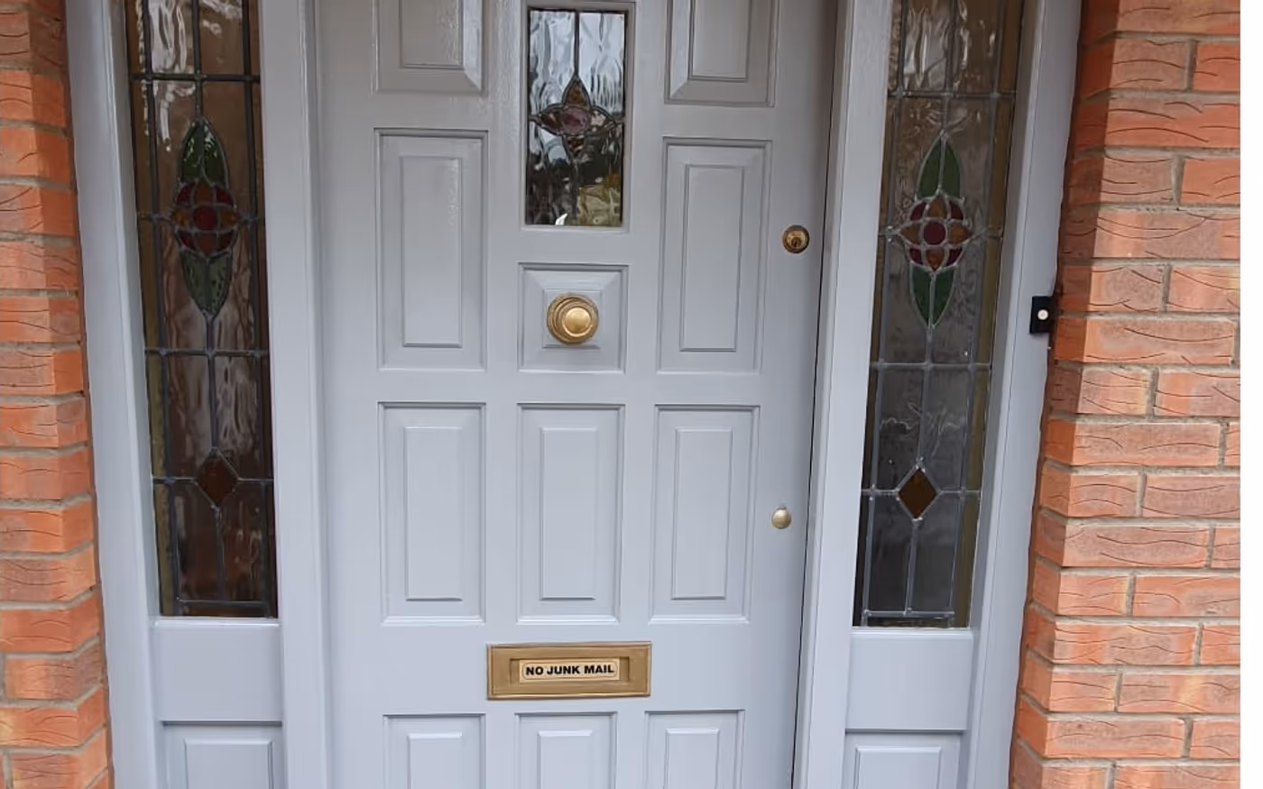 Freshly painted front door in Dublin with a glossy weatherproof finish